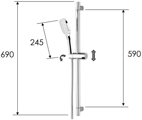 Душевой комплект Смеситель Remer X Style X09L С ВНУТРЕННЕЙ ЧАСТЬЮ + Гарнитур 315R318CP + Подключение 309L + Излив 91M для ванны