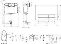 Комплект Lavinia Boho Унитаз приставной Bristol 33054040 + Крышка-сиденье Bristol 33290500 с микролифтом + Бачок скрытого монтажа RelFix 38020010 + Кнопка RelFix 3805005T + Дозатор RelFix 38040010