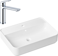 Комплект Накладная раковина Lavinia Boho Bathroom Sink Slim 33311008 + Смеситель Wellsee ICON! for life 182301000 хром