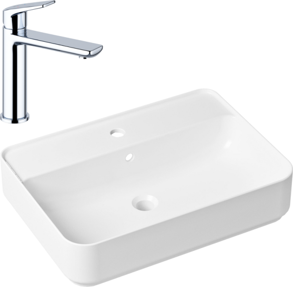 Комплект Накладная раковина Lavinia Boho Bathroom Sink Slim 33311008 + Смеситель Wellsee ICON! for life 182301000 хром
