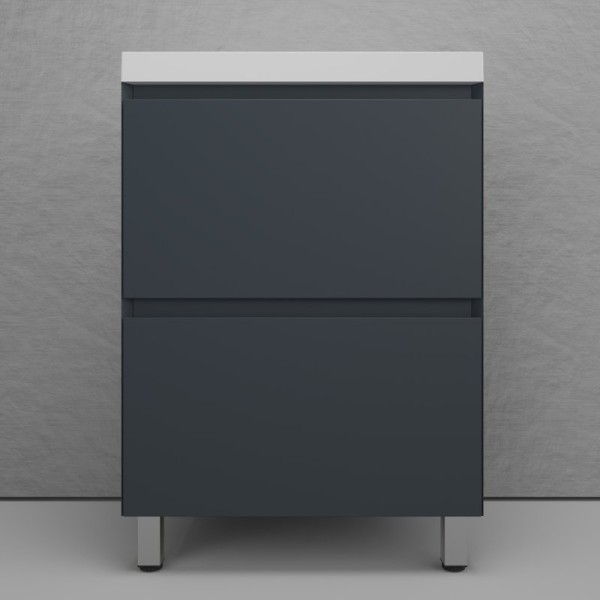 Тумба с раковиной Style Line Манхэттен 60 напольная, графит, раковина Florentina Астория 60 белая