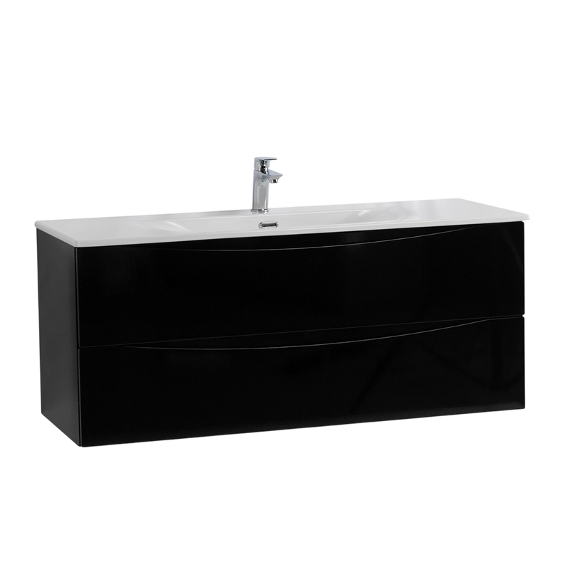 Тумба с раковиной BelBagno Marino-cer-n 120 подвесная, nero lucido