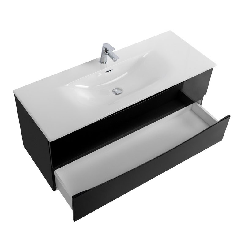 Тумба с раковиной BelBagno Marino-cer-n 120 подвесная, nero lucido