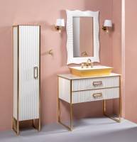 Мебель для ванной комнаты Armadi Art Monaco 100 со столешницей белая, золото