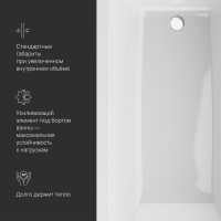 Акриловая ванна AM.PM Gem W93A 170x75 см, пристенная, белая, с каркасом, с экраном