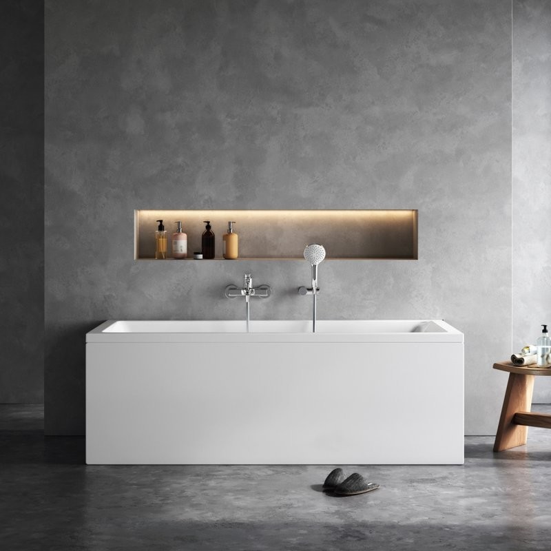 Акриловая ванна AM.PM Gem W93A 170x75 см, пристенная, белая, с каркасом, с экраном