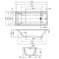 Акриловая ванна AM.PM Gem W93A 170x75 см, пристенная, белая, с каркасом, с экраном