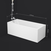 Акриловая ванна AM.PM Gem W93A 170x75 см, пристенная, белая, с каркасом, с экраном