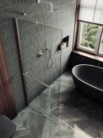 Душевая перегородка Maybahglass MGD-726-5ш 79 см, профиль хром матовый, стекло прозрачное