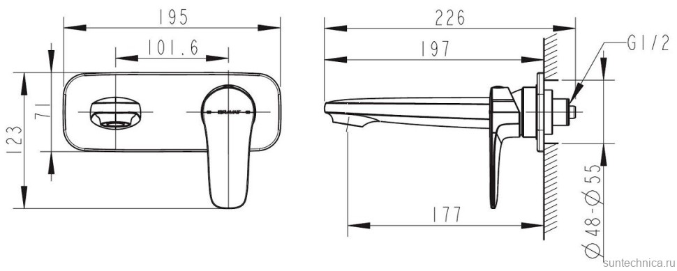 Смеситель для раковины Bravat Source P8173218CP-ENG С ВНУТРЕННЕЙ ЧАСТЬЮ хром