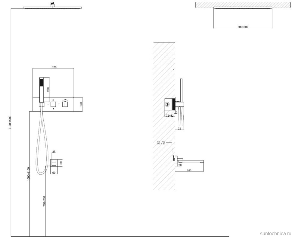 Душевой комплект Abber Daheim AF8254B С ВНУТРЕННЕЙ ЧАСТЬЮ, матовый черный