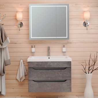 Мебель для ванной Emmy Стоун 60 подвесная, серый бетон