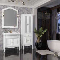 Зеркало Opadiris Лоренцо 80 белое матовое, с полкой и выключателем