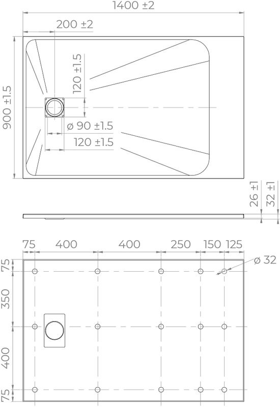 Поддон для душа RGW TSS W 140x90