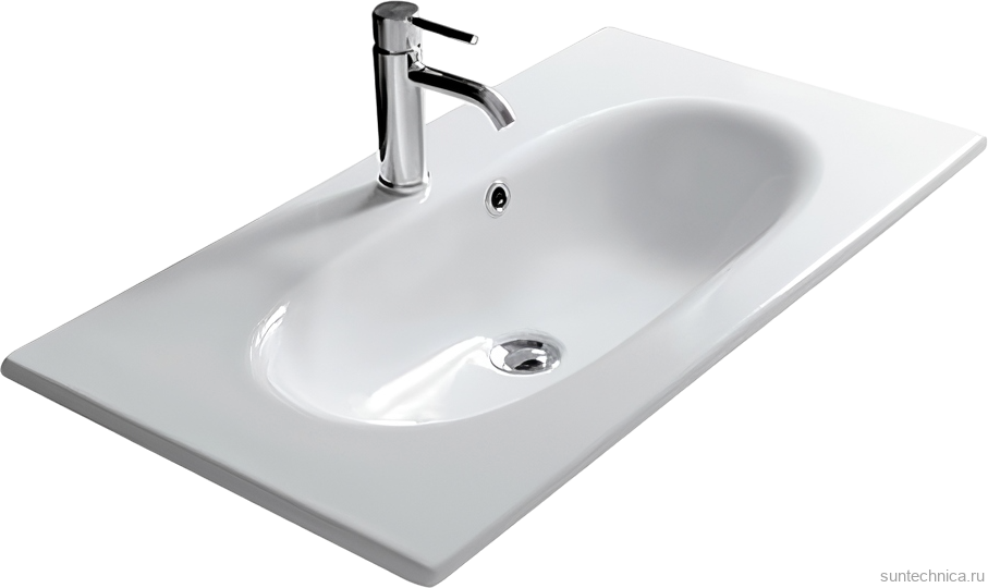 Мебельная раковина Galassia Ergo 85 накладная, белая, прямоугольная, фаянс