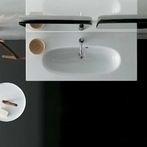 Мебельная раковина Galassia Ergo 85 накладная, белая, прямоугольная, фаянс