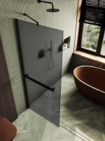 Душевая перегородка Maybahglass MGD-712-6ш 109 см, профиль черный, стекло графит матовое