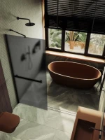 Душевая перегородка Maybahglass MGD-712-6ш 109 см, профиль черный, стекло графит матовое