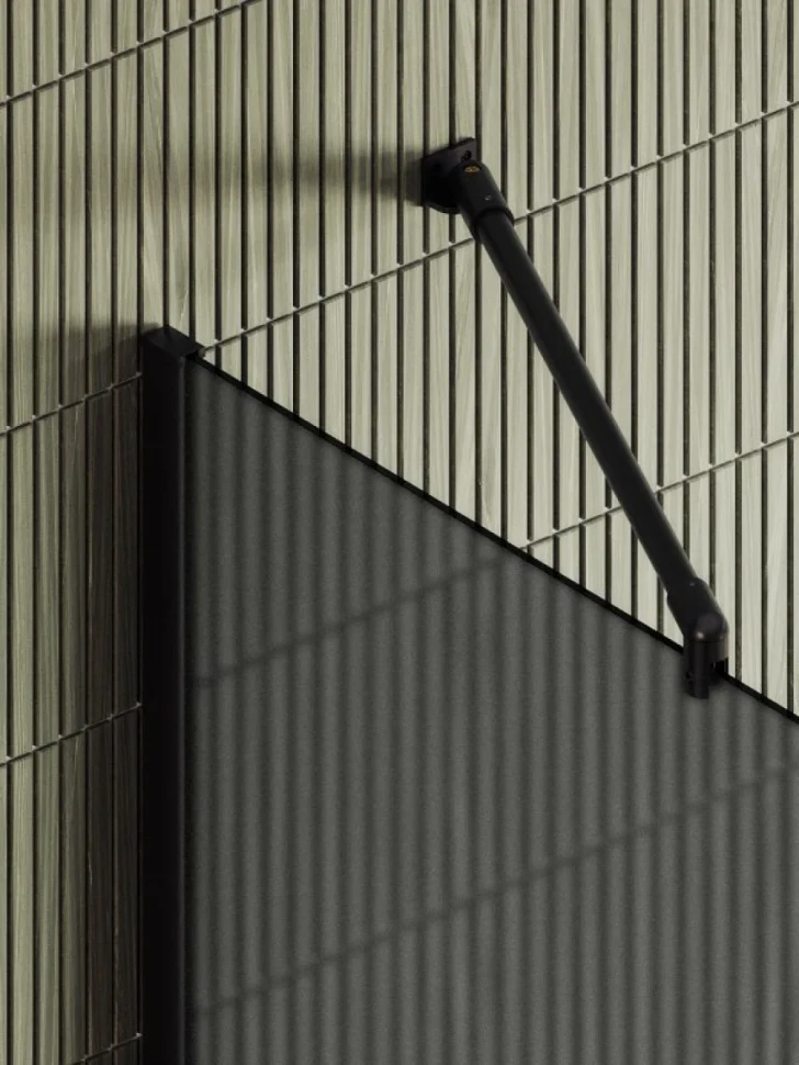 Душевая перегородка Maybahglass MGD-712-6ш 109 см, профиль черный, стекло графит матовое