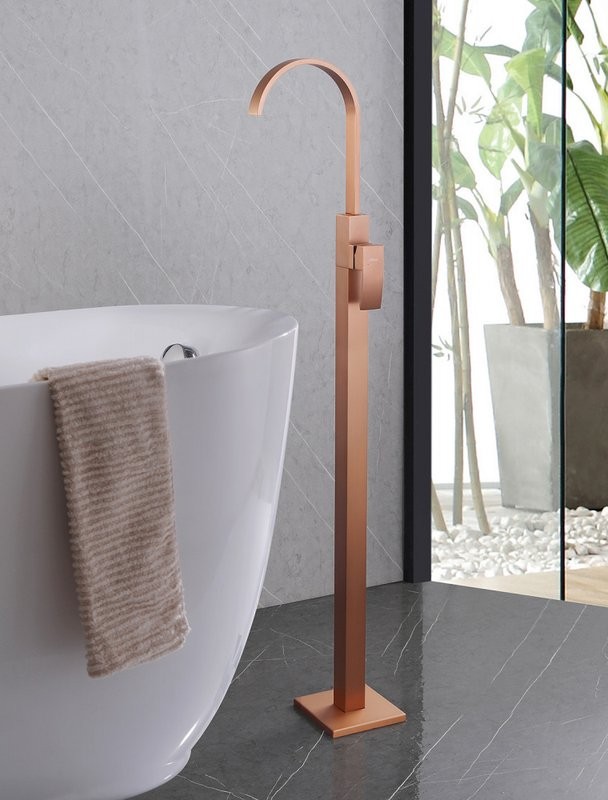 Напольный смеситель для раковины Abber Wasserfall AF8640MRG С ВНУТРЕННЕЙ ЧАСТЬЮ, матовое розовое золото