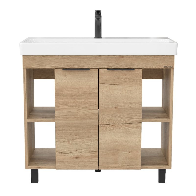 Тумба с раковиной Onika Легран 90 напольная, дуб галифакс