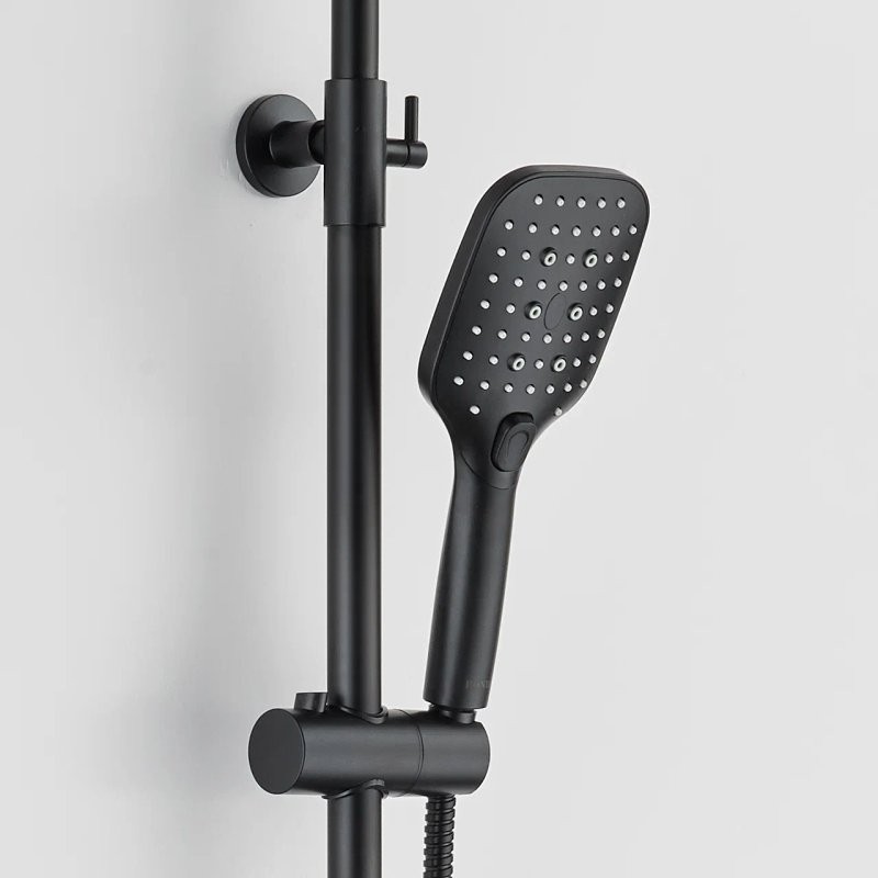 Душевая стойка BOND Cube B07-9488 с термостатом, матовая черная