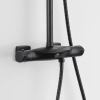 Душевая стойка BOND Cube B07-9488 с термостатом, матовая черная