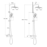 Душевая стойка BOND Cube B07-9488 с термостатом, матовая черная