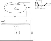 Накладная раковина Azzurra Elegance 90 белая, овальная, фаянс