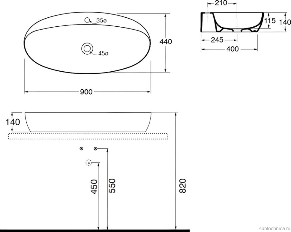 Накладная раковина Azzurra Elegance 90 белая, овальная, фаянс