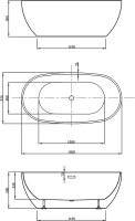 Акриловая ванна Vincea VBT-408-1600 160x80 см, отдельностоящая, белая, овальная, на ножках, со сливом-переливом