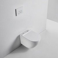 Комплект Унитаз подвесной BOND Oval F01-10 безободковый, с микролифтом, белый + Инсталляция AlcaPlast AM101/1120-4:1 RU M578-0001 кнопка смыва черная