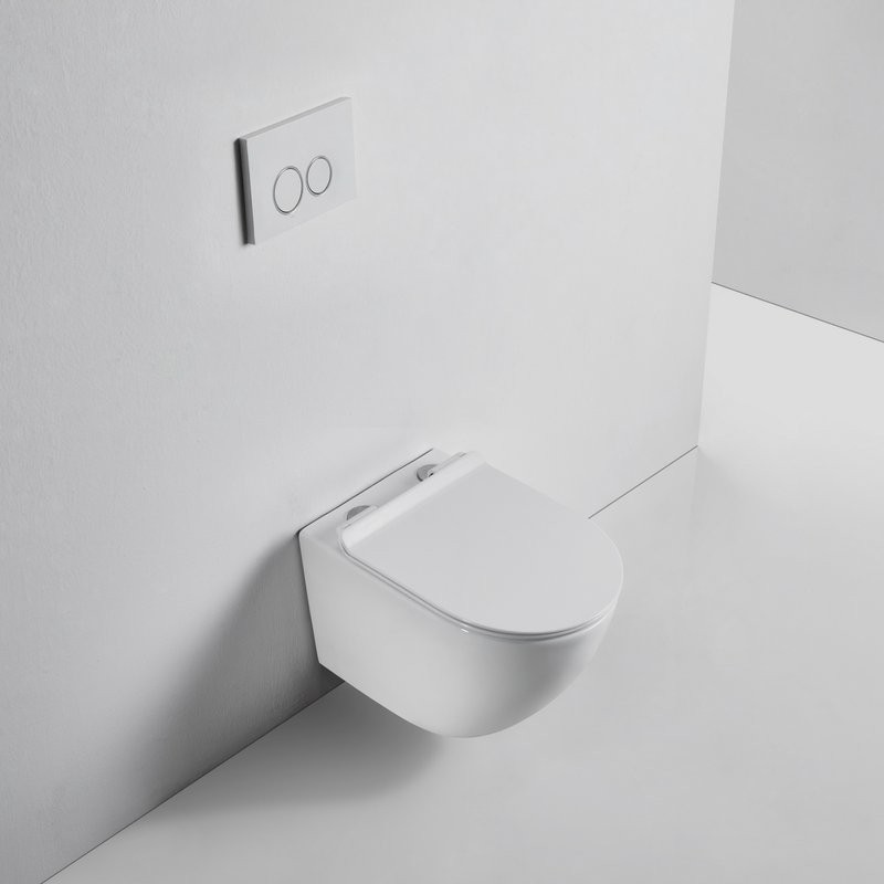 Комплект Унитаз подвесной BOND Oval F01-10 безободковый, с микролифтом, белый + Инсталляция AlcaPlast AM101/1120-4:1 RU M578-0001 кнопка смыва черная
