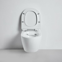 Комплект Унитаз подвесной BOND Oval F01-10 безободковый, с микролифтом, белый + Инсталляция AlcaPlast AM101/1120-4:1 RU M578-0001 кнопка смыва черная