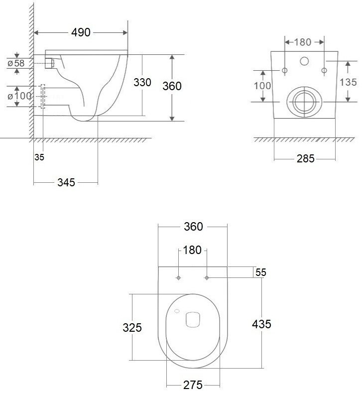 Комплект Унитаз подвесной BOND Oval F01-10 безободковый, с микролифтом, белый + Инсталляция AlcaPlast AM101/1120-4:1 RU M578-0001 кнопка смыва черная