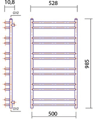 Полотенцесушитель электрический Domoterm Лаура П12 50x98,5, античная бронза, R