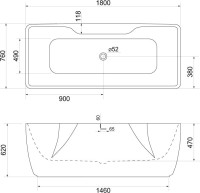 Акриловая ванна BelBagno BB110-180-76 без опоры 180x75 см, отдельностоящая, белая, со сливом-переливом