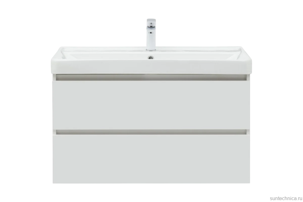 Тумба с раковиной Aquanet Вега 90 подвесная, белая глянцевая