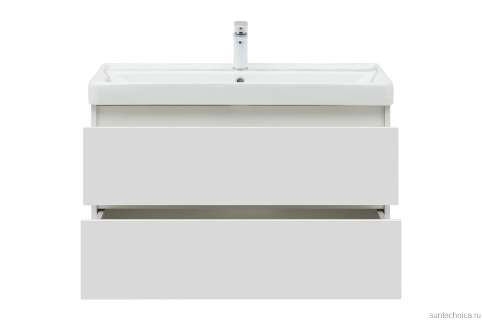 Тумба с раковиной Aquanet Вега 90 подвесная, белая глянцевая