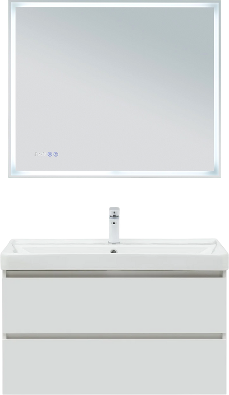 Тумба с раковиной Aquanet Вега 90 подвесная, белая глянцевая