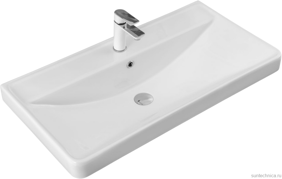 Тумба с раковиной Aquanet Вега 90 подвесная, белая глянцевая