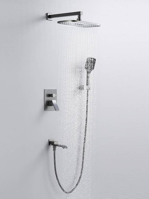 Душевая система встраиваемая Shevanik S4035T, оружейная сталь