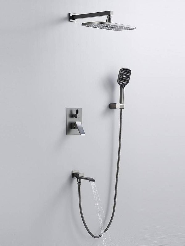 Душевая система встраиваемая Shevanik S4035T, оружейная сталь
