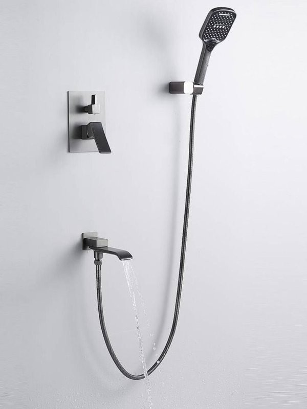 Душевая система встраиваемая Shevanik S4035T, оружейная сталь