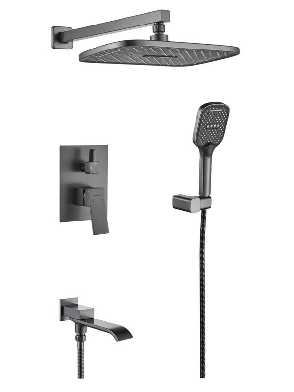 Душевая система встраиваемая Shevanik S4035T, оружейная сталь