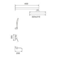 Душевая система встраиваемая Shevanik S4035T, оружейная сталь