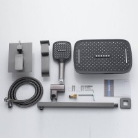 Душевая система встраиваемая Shevanik S4035T, оружейная сталь