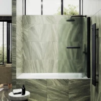 Шторка на ванну Maybahglass MGV-787-6 70x140, профиль черный, стекло сатин