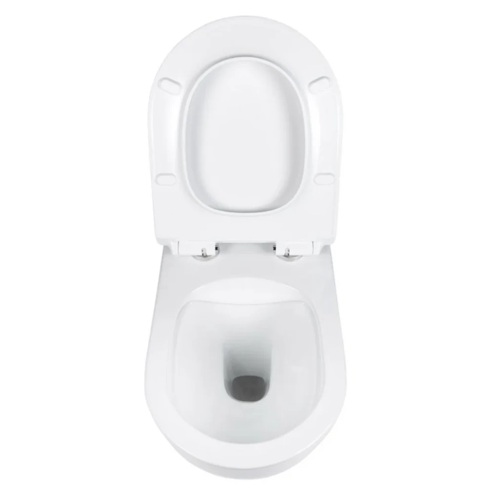 Комплект Унитаз подвесной BOND Oval F01-10Long удлиненный, безободковый, с микролифтом, белый + Инсталляция Geberit Duofix Delta 458.149.21.1 с кнопкой смыва, хром