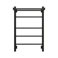 Полотенцесушитель электрический Grota Alto 530х800 RAL9005 EL 80x55 см, подключение справа, слева, скрытое подключение справа, матовый черный, лесенка, из стали, с полкой